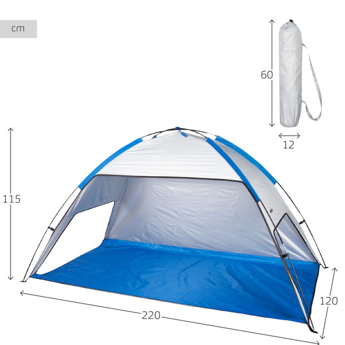 Carpa de playa para 2 personas con protección UV50, ventanas y suelo Carpa de playa para 2 personas con protección UV50, ventanas y suelo