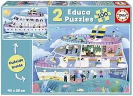 Educa Borras Puzzle 2x100 Piezas Barco Inside Outside