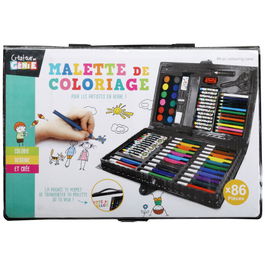 Createur de Genie Maleta de Colorear 86 Piezas con Rotuladores, Crayolas, Ceras, Acuarelas y Lápices
