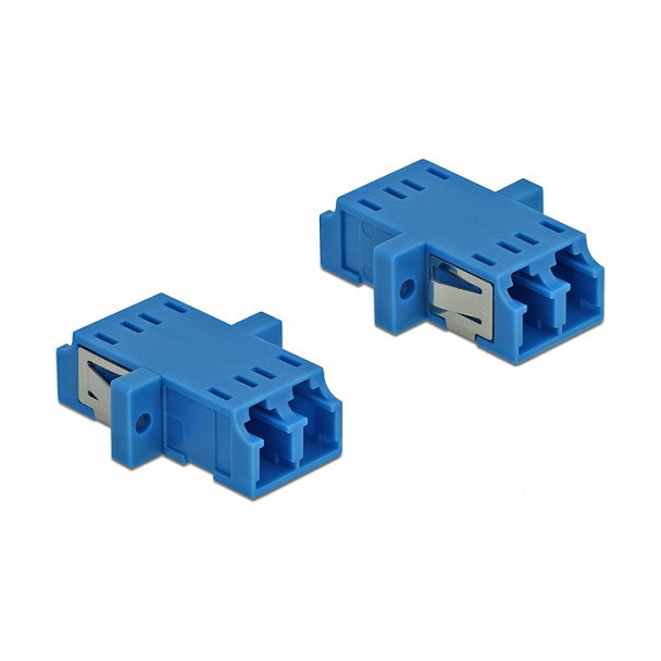 DeLOCK Acoplador de Fibra Óptica LC Duplex hembra a LC Duplex hembra Monomodo, 2 unidades, Azul