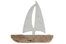 DKD Home Decor Decoración Barco Blanco y Natural