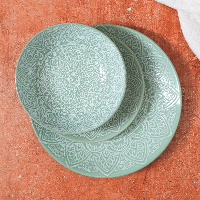 Home Deco Factory Plato Llano Mirage Cerámica Verde Diámetro 27 cm Home Deco Factory Plato Llano Mirage Cerámica Verde Diámetro 27 cm