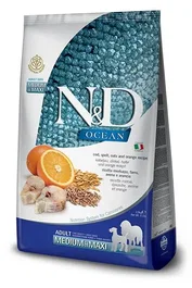 Farmina N&D Dog Ocean Low Grain Bacalao y Naranja Perros Adultos Raza Mediana y Grande Alimento Seco 12 kg