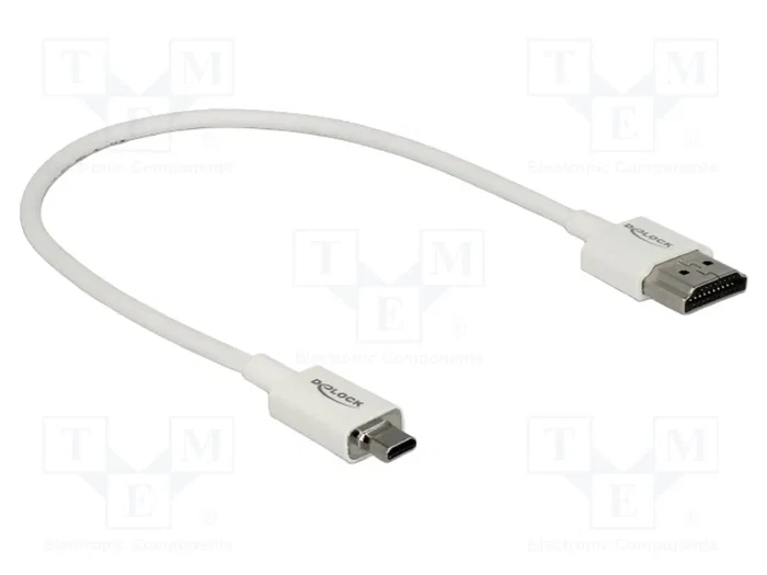 DeLOCK Cable HDMI High Speed con Ethernet, HDMI-A a Micro-D, 4K, 0,25 m, Blanco DeLOCK Cable HDMI High Speed con Ethernet, HDMI-A a Micro-D, 4K, 0,25 m, Blanco