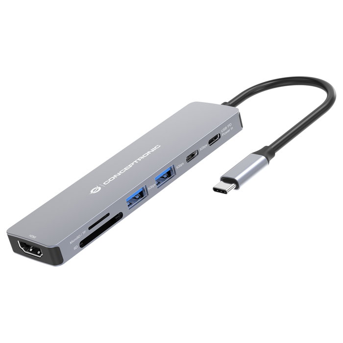 Conceptronic DONN28G Docking Station 7 en 1 USB-C Gris Conceptronic DONN28G Docking Station 7 en 1 USB-C Gris