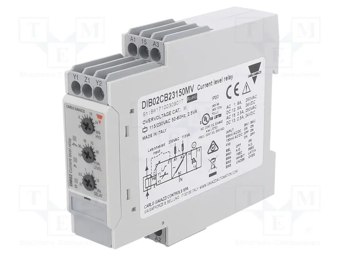 CARLO GAVAZZI DIB Relé de monitorización de corriente AC/DC SPDT CARLO GAVAZZI DIB Relé de monitorización de corriente AC/DC SPDT