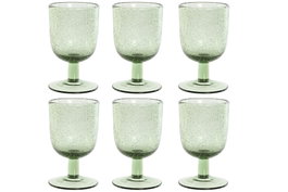 DKD Home Decor Set de 6 Copas de Cristal Burbujas Verde 300ml
