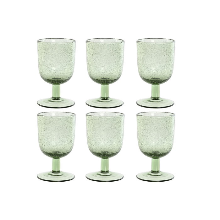 DKD Home Decor Set de 6 Copas de Cristal Burbujas Verde 300ml