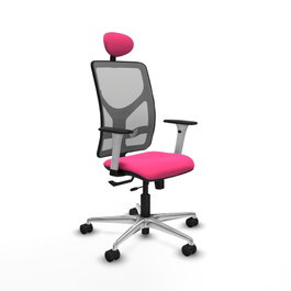 PIQUERAS Y CRESPO Silla de oficina Motilla con mecanismo Sincro/Traslack, Rosa y Gris