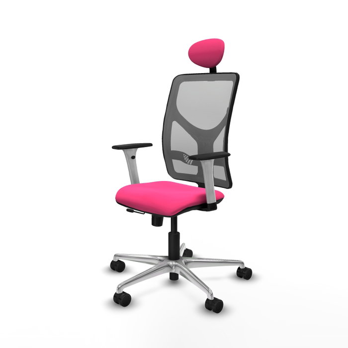 PIQUERAS Y CRESPO Silla de oficina Motilla con mecanismo Sincro/Traslack, Rosa y Gris
