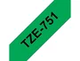 Brother Cinta de Rotular Laminada TZe-751 Negro sobre Verde 24mm x 8m
