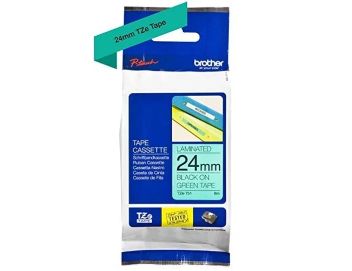 Brother Cinta de Rotular Laminada TZe-751 Negro sobre Verde 24mm x 8m Brother Cinta de Rotular Laminada TZe-751 Negro sobre Verde 24mm x 8m