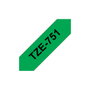 Brother Cinta de Rotular Laminada TZe-751 Negro sobre Verde 24mm x 8m