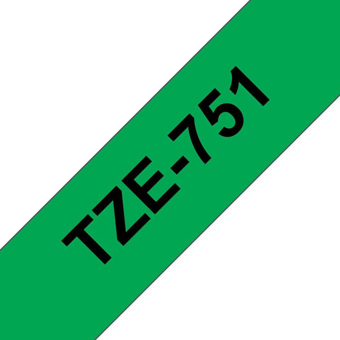 Brother Cinta de Rotular Laminada TZe-751 Negro sobre Verde 24mm x 8m Brother Cinta de Rotular Laminada TZe-751 Negro sobre Verde 24mm x 8m