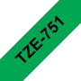 Brother Cinta de Rotular Laminada TZe-751 Negro sobre Verde 24mm x 8m