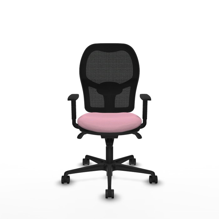 PIQUERAS Y CRESPO Silla de oficina Jorquera con mecanismo Sincro, Tela Rosa y Malla Negro