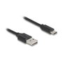 DeLOCK Cable USB 2.0 A a C, 0.8 m, Negro, 480 Mbps, 2 A, Conector Tipo-A a Tipo-C (90133)