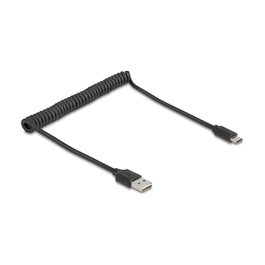 DeLOCK Cable USB 2.0 A a C, 0.8 m, Negro, 480 Mbps, 2 A, Conector Tipo-A a Tipo-C (90133)