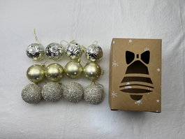 DKD Home Decor Bola Navidad Tradicional Rojo Plateado Dorado 12 x 18 x 12 cm Set de 12 Unidades