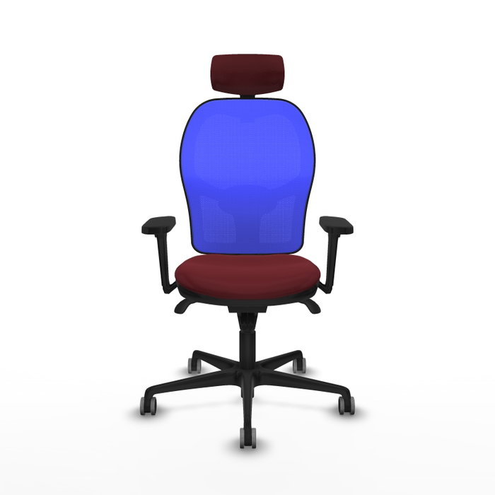 PIQUERAS Y CRESPO Silla de oficina Jorquera con Mecanismo Sincro, Similpiel Granate y Malla Azul