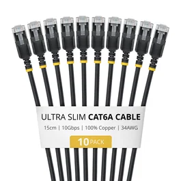 StarTech.com Cable de Red Cat6a U/FTP Negro 15cm (Paquete de 10)