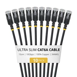 StarTech.com Cable de Red Cat6a U/FTP Negro 15cm (Paquete de 10)