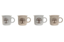 DKD Home Decor Taza de Gres Árbol de la Vida 120ml Surtida