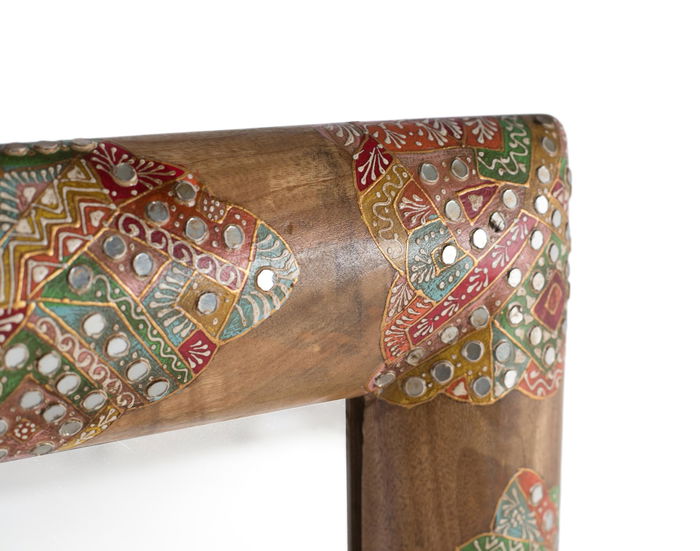 GINER Y COLOMER Espejo Madera de Mango con Mosaicos Artesanales Multicolor 98x38 cm