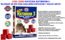 Ratibrom-3 Raticida en Bloque con Agujero 20 g (Estuche 1 kg) extra_attributes.order_conversion: 10.0