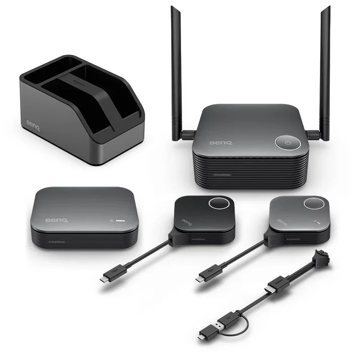 BenQ InstaShow VS25 - Sistema de Presentación Inalámbrico HDMI Escritorio, Compatible Wi-Fi 6 (802.11ax), Hasta 64 Dispositivos, 2 Puertos HDMI, Negro