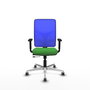PIQUERAS Y CRESPO Silla de oficina Motilla con mecanismo Sincro/Traslack, Tela Verde y Malla Azul