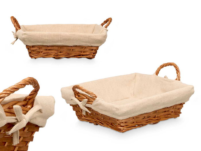Kipit Cesta Asas Cuadrada 35x28x13cm Tela y Mimbre Natural (Set de 24) Kipit Cesta Asas Cuadrada 35x28x13cm Tela y Mimbre Natural (Set de 24)