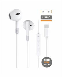 Auriculares Tech-One-Tech Eartech De Boton Con Conector Usb-C Microfono Integrado Blanco