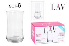 Lav Set de 6 Vasos Lune de Vidrio 365cc - 7.5x7.5x13 cm c/u (8 Cajas)