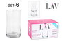Lav Set de 6 Vasos Lune de Vidrio 365cc - 7.5x7.5x13 cm c/u (8 Cajas)