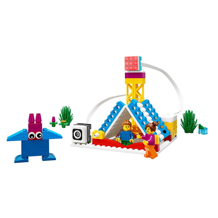 LEGO Education SPIKE Essential Set de 449 Piezas para Aprendizaje STEAM, 4 Minifiguras, Hub Inteligente, Motores, Sensor de Color y Caja de Almacenamiento