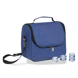 Coolerbag Nevera isotérmica tipo bolsa diseño tejana, azul con ribete negro, 9 litros (26 x 15 x 25 cm)
