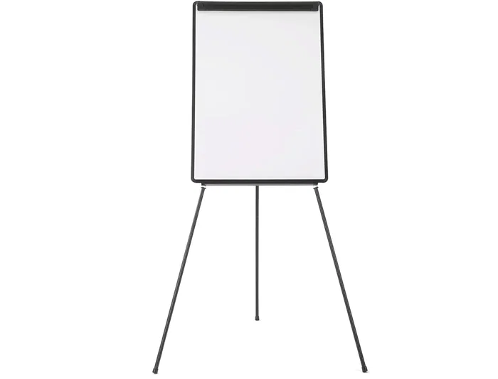 Q-connect Pizarra Blanca con Trípode 70x100 cm para Convenciones, Superficie Laminada, Marco Negro