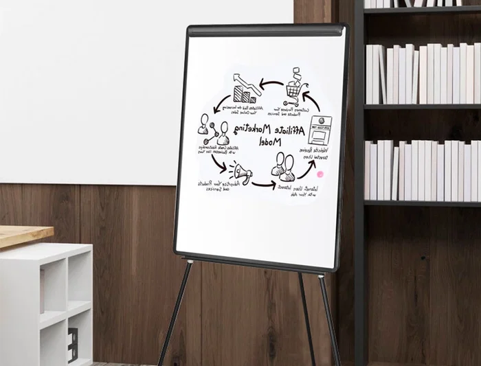 Q-connect Pizarra Blanca con Trípode 70x100 cm para Convenciones, Superficie Laminada, Marco Negro