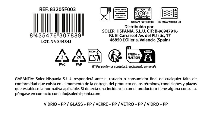 Inde Set 3 Fiambreras Redondas "Soul" Medias 400ml, 620ml y 950ml (8 Cajas)