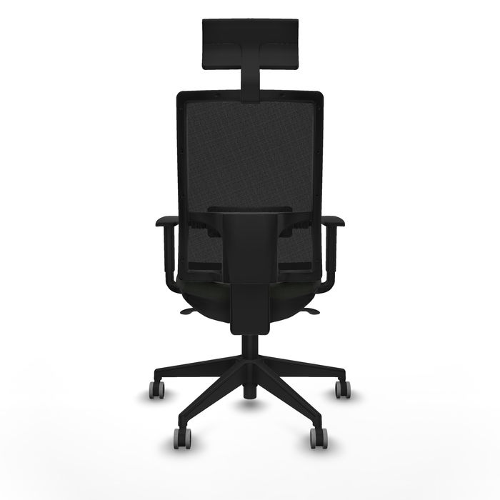 Silla de oficina Horna con mecanismo Sincro tapizada con Tela color Negro. Equipada con lumbar 1D, Brazos 1D, Cabecero Fijo y Ruedas 65 mm parqué Silla de oficina Horna con mecanismo Sincro tapizada con Tela color Negro. Equipada con lumbar 1D, Brazos 1D, Cabecero Fijo y Ruedas 65 mm parqué