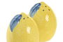 DKD Home Decor Salero Mediterraneo Limones Amarillo Azul Dolomita Set de 2 Piezas 6.5 x 9 x 6.5 cm