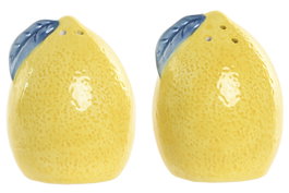 DKD Home Decor Salero Mediterraneo Limones Amarillo Azul Dolomita Set de 2 Piezas 6.5 x 9 x 6.5 cm