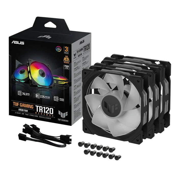 ASUS TUF Gaming TR120 ARGB Reverse Fan - Triple Pack Negro