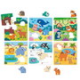 Goula Puzzle 6 Habitat. 6 Rompecabezas de Madera para Niños de 2 Años, Animales, 4 Piezas por Puzzle - Multilingüe