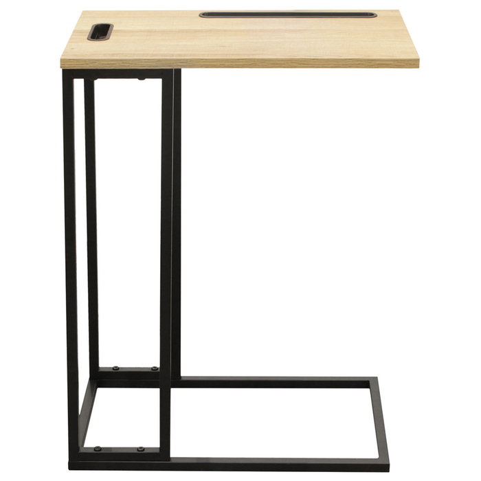 Home Deco Factory Mesa Auxiliar Nate Colección Industriel con Soporte Tablet y Ranuras 48x28x62.5 cm