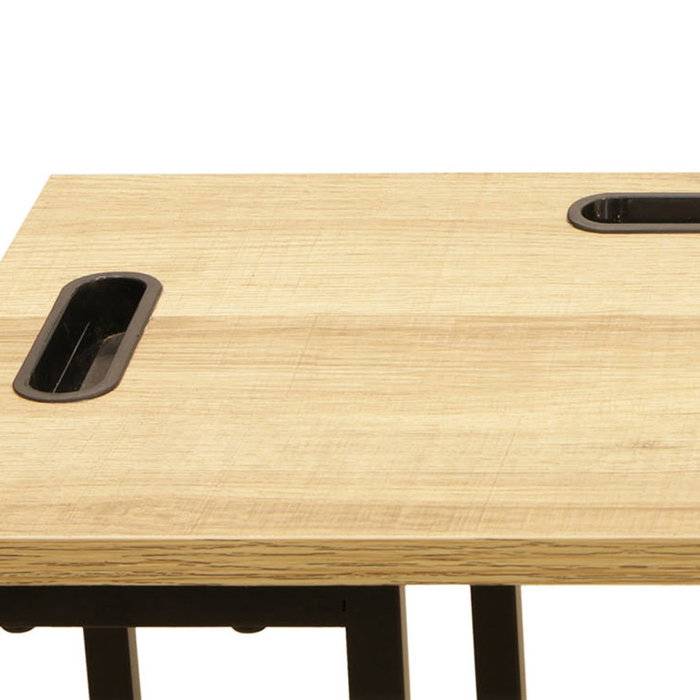 Home Deco Factory Mesa Auxiliar Nate Colección Industriel con Soporte Tablet y Ranuras 48x28x62.5 cm