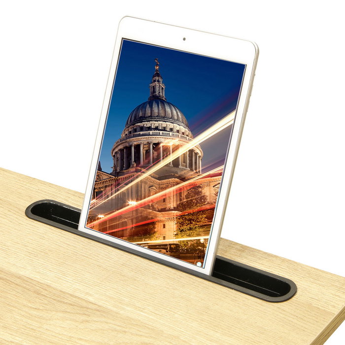 Home Deco Factory Mesa Auxiliar Nate Colección Industriel con Soporte Tablet y Ranuras 48x28x62.5 cm