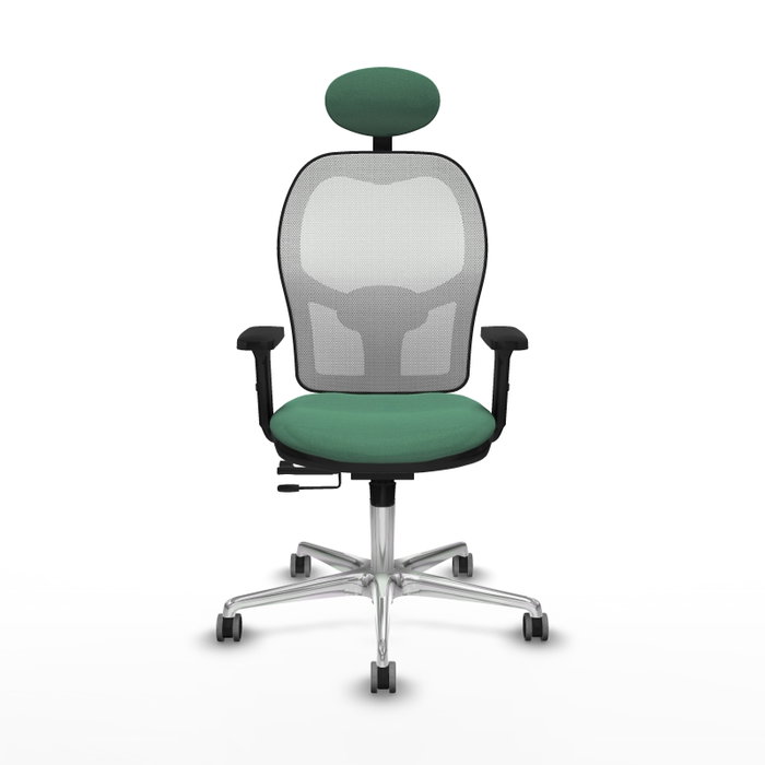 PIQUERAS Y CRESPO Silla de oficina Jorquera con mecanismo Sincro/Traslack, Verde esmeralda y Blanco