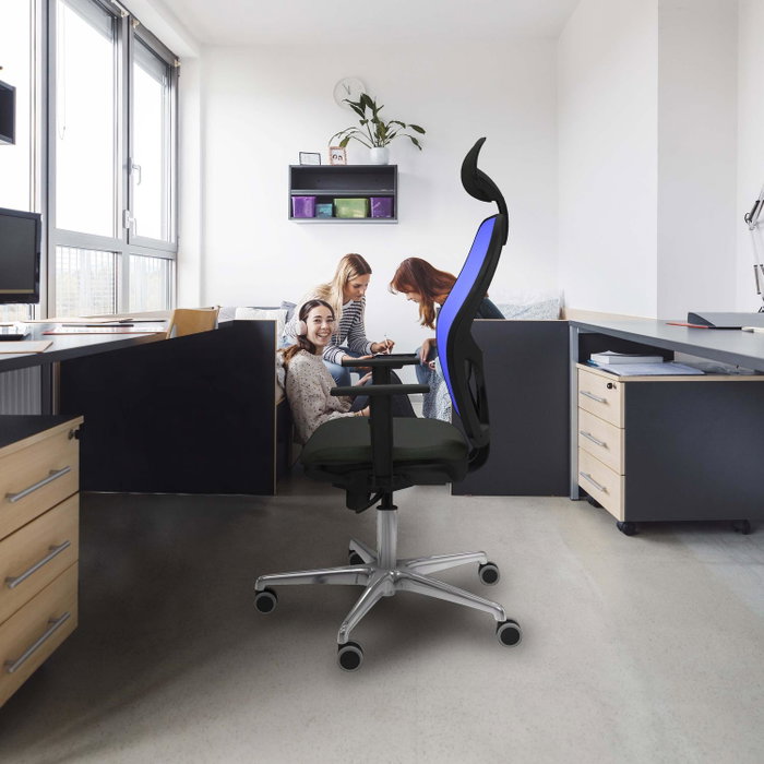 PIQUERAS Y CRESPO Silla de oficina Jorquera con mecanismo Sincro, Azul